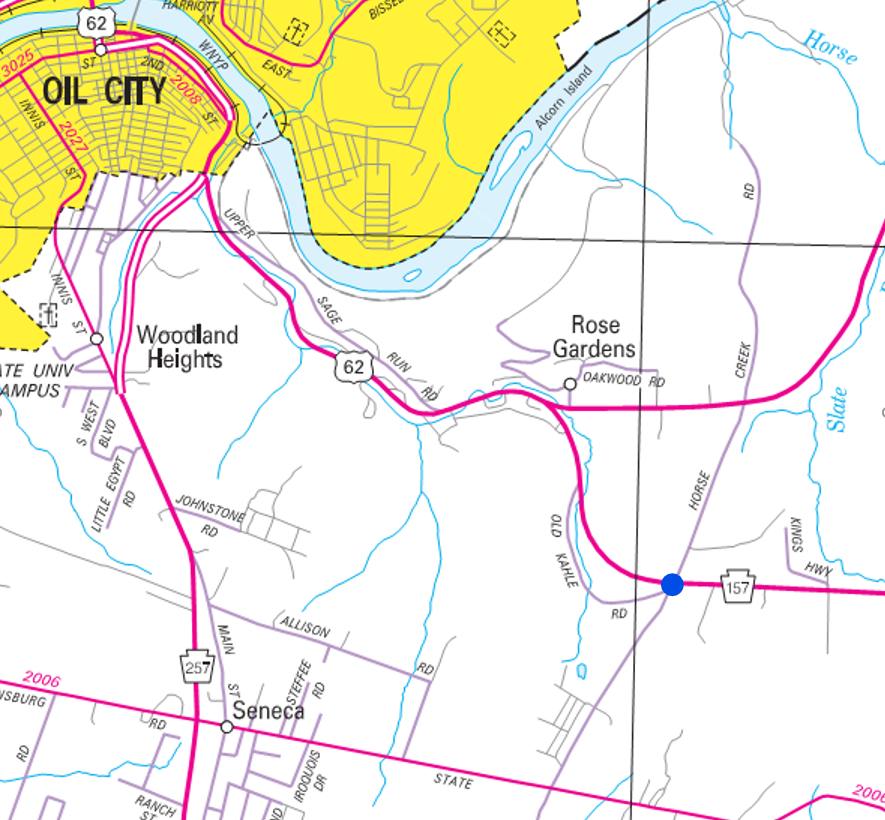 Venango Co Route 157 Horsecreek study map.png