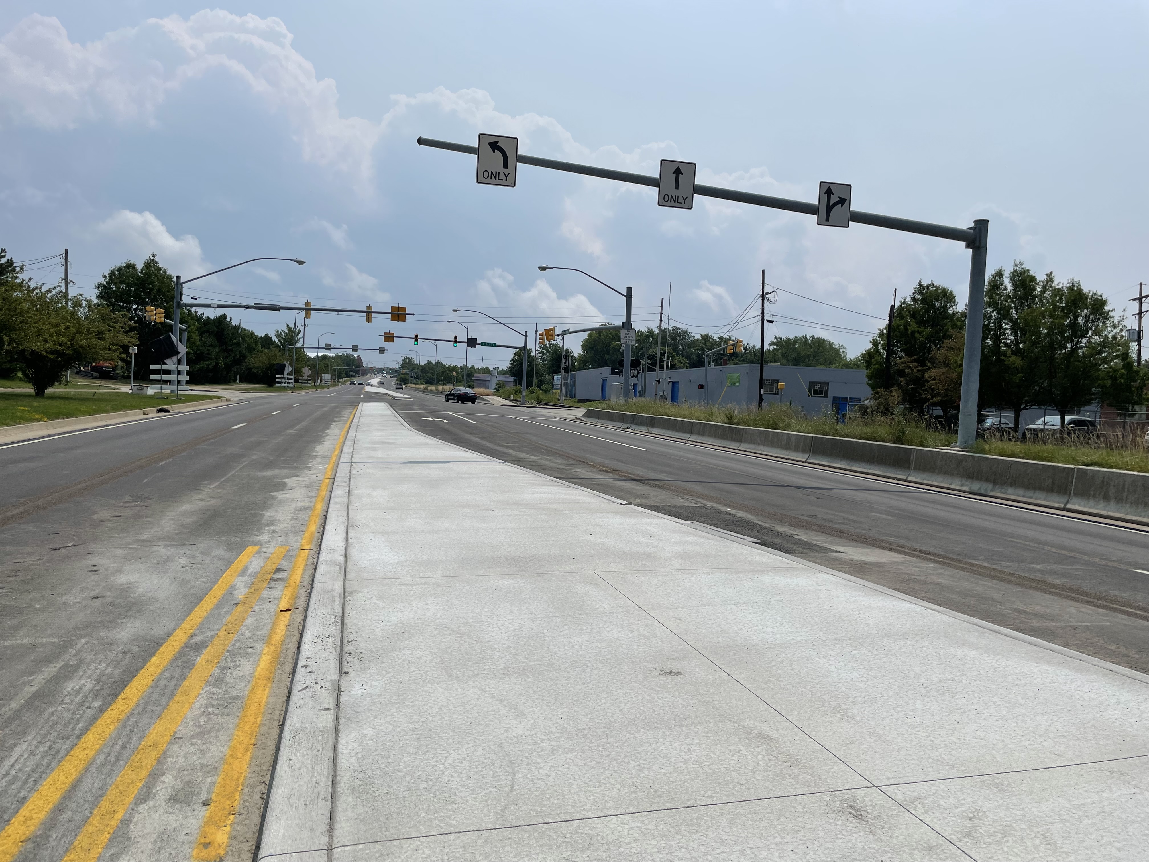 work along Bayfront Parkway near East Sixth Street