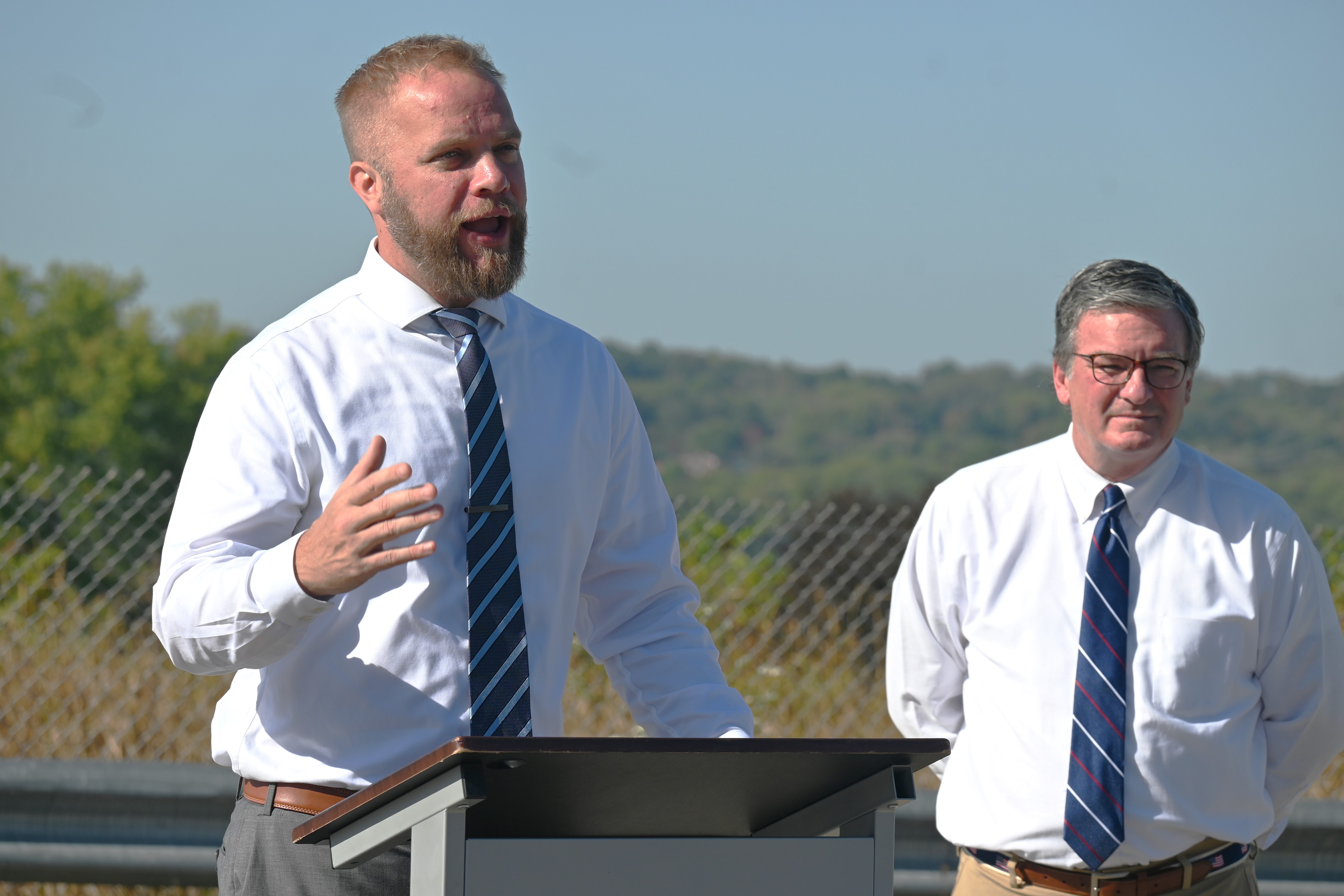 PennDOT District 1 Executive Brian McNulty (left) and PennDOT Secretary Mike Carroll spoke today about the emergency project.