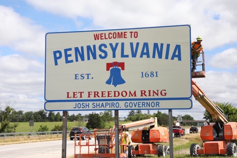 new PA welcome sign